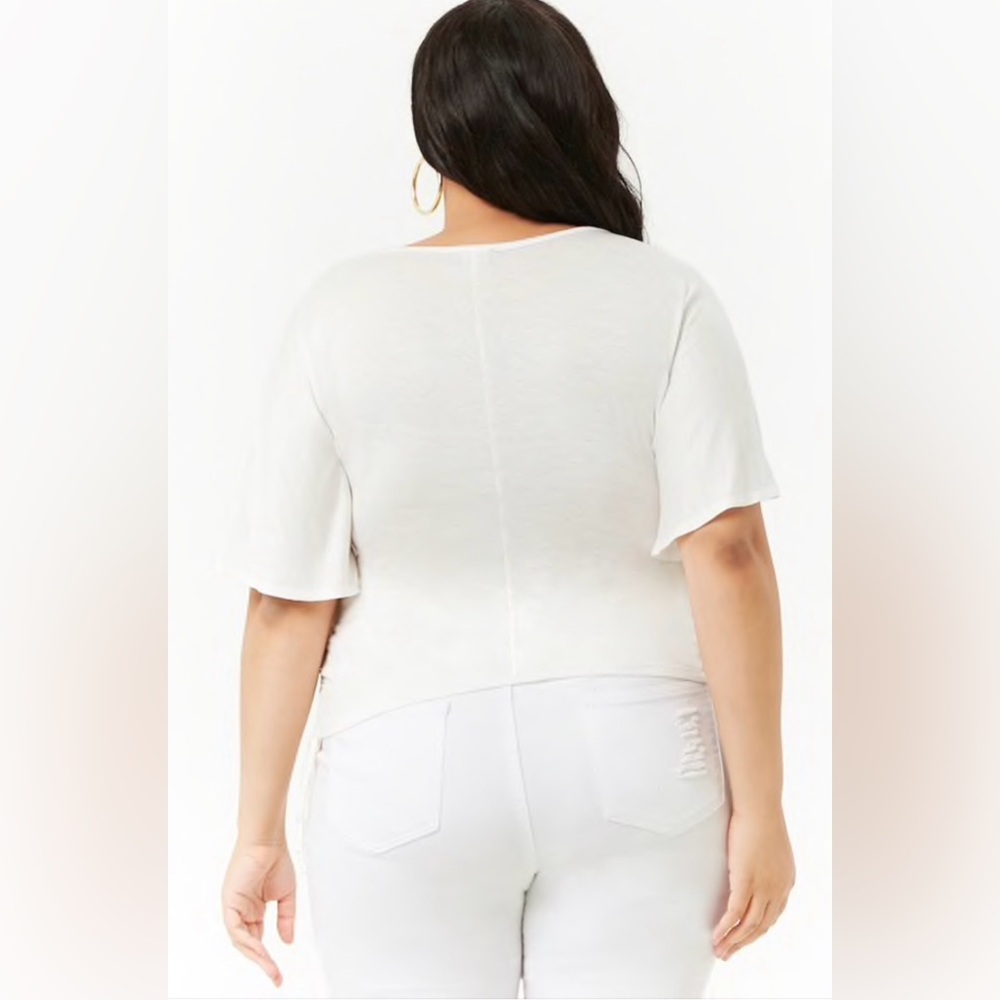 Plus Size Ruched Butterfly-Sleeve Top - Picture 3 of 5
